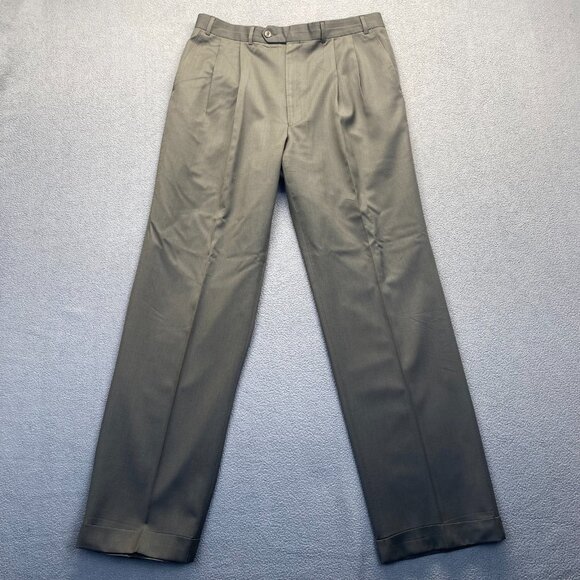 Vintage‎ Ralph Lauren Dress Pants Mens Size 36X34 100% Wool Pleated Cuffed - Picture 1 of 12